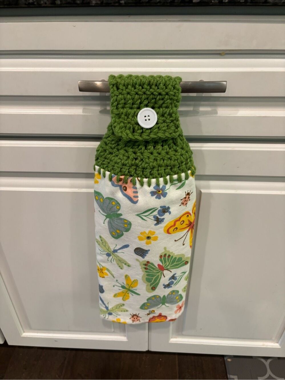 Crochet Top Kitchen Towel- Lots of butterflies